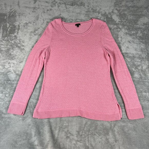 Talbots Sweater Womens‎ XL Pink Lambswool Blend Open Knit Long Sleeve - Picture 1 of 7